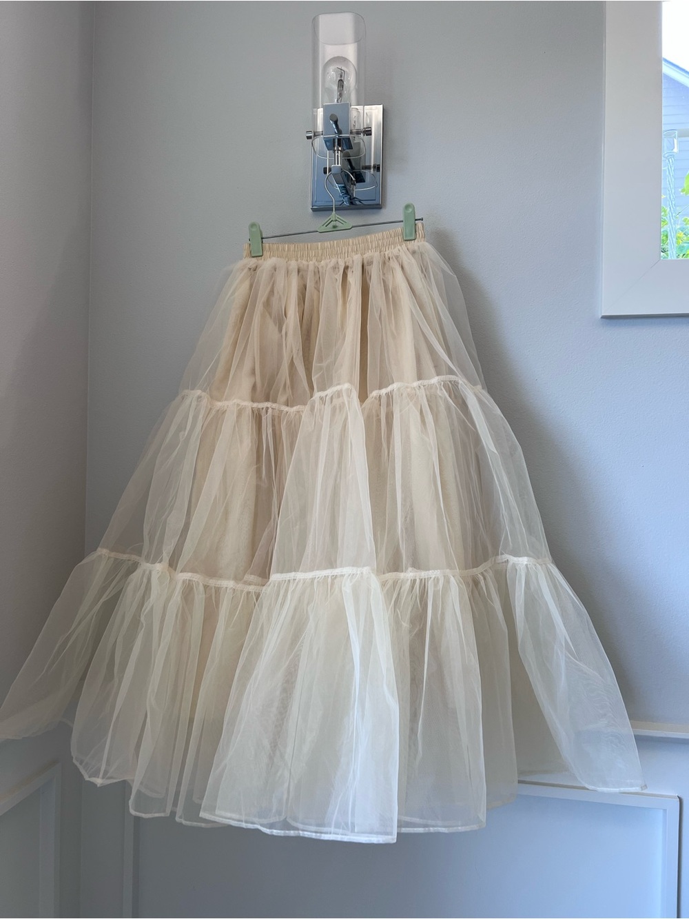 Grace Karin Cream Tiered Tulle A-Line Skirt